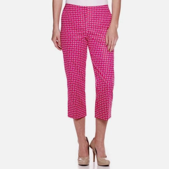 Worthington Pants - NWOT Worthington Hot Pink Black White Geometric Print Capri Pants  - 10